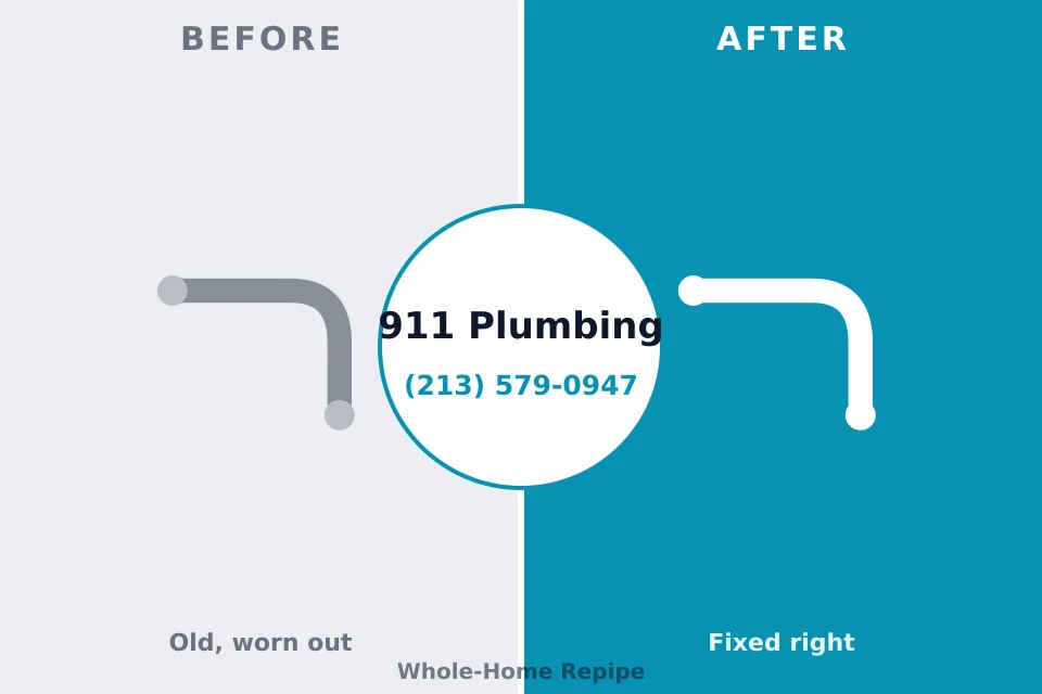 Before and after: plumbing repair Washington Mills, NY